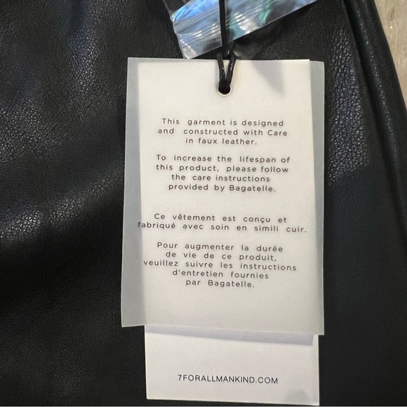 NWT 7 For All Mankind XS Oversized Leather Button Down Short Sleeve Black Jacket - Picture 6 of 9